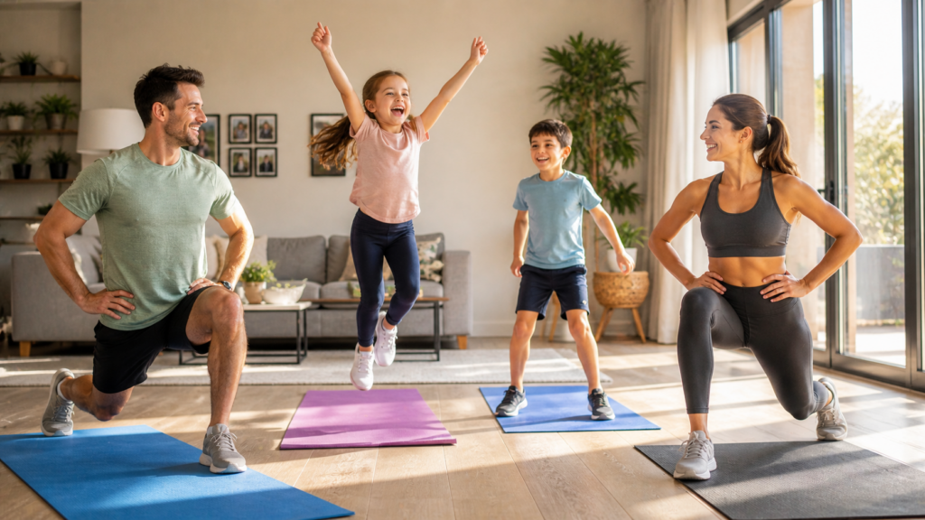 Persona haciendo ejercicio de yoga en casa
